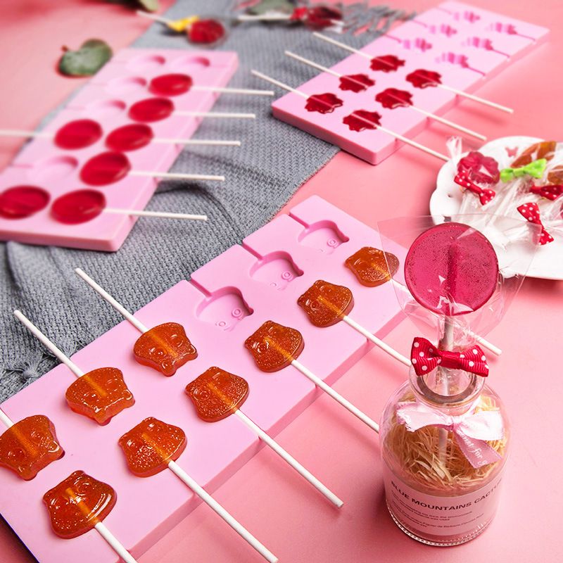 12 Lollipop Mould Cat's Claw Suit Household Silicone Cartoon Flip Candy Mould Cat's Claw Candy Tool Dripping Mould