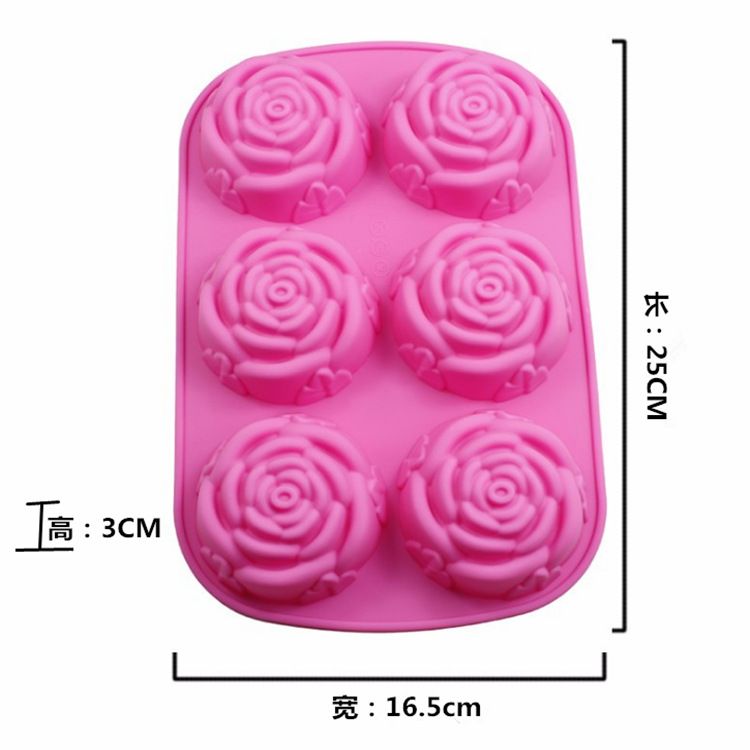 High Temperature Resistant Handmade 6 Rose Cake Molding Soap Soap Silicone Mold