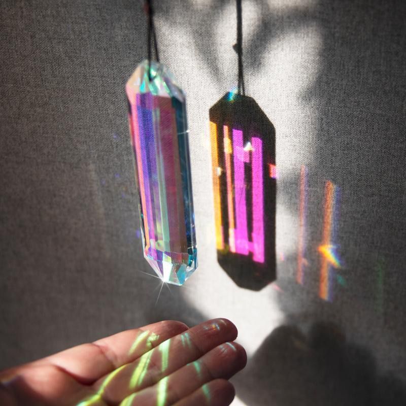 Sun Catcher Crystal Rainbow Prism Pendant Window Bedroom Magic Color Hanging Wall Decoration Wind Bell DIY Accessories