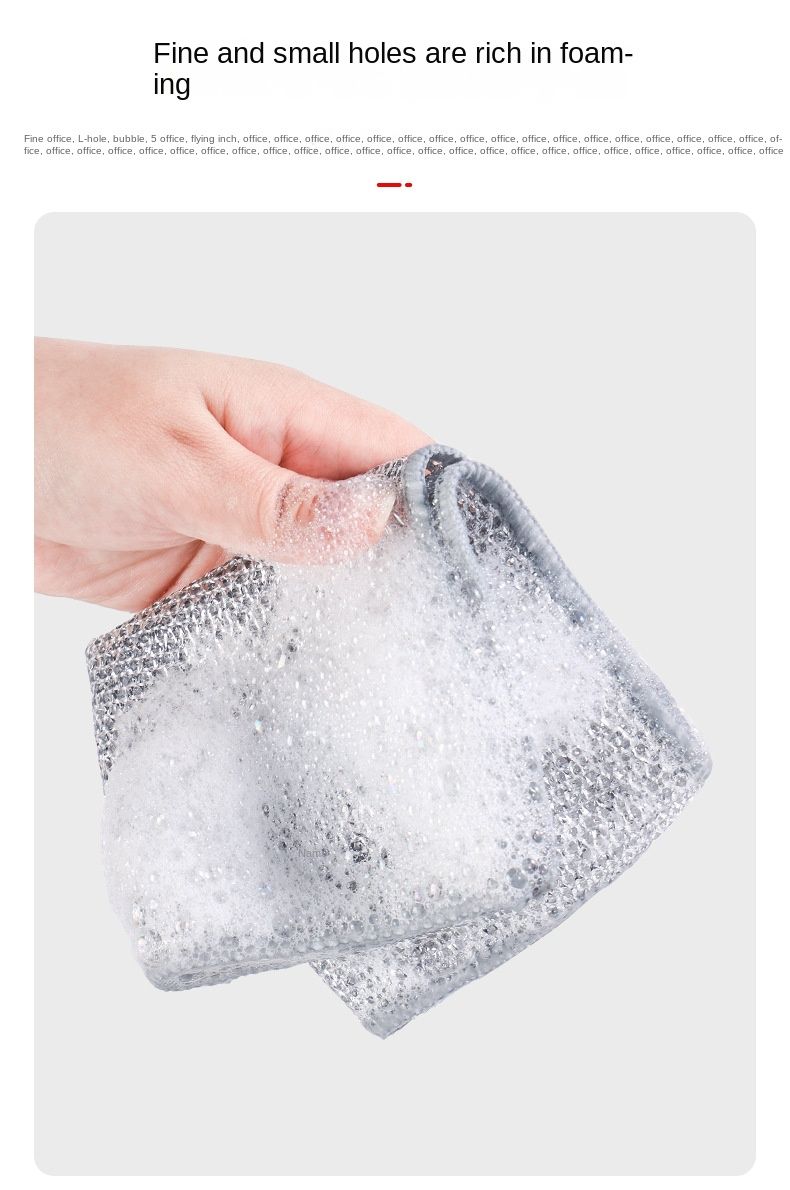 10PCS Double-layer Silver Wire Rag Kitchen Non-stick Oil Scouring Pad Wire Nylon Mesh Cleaning Cloth Steel Wire Ball Dishwashing Cloth