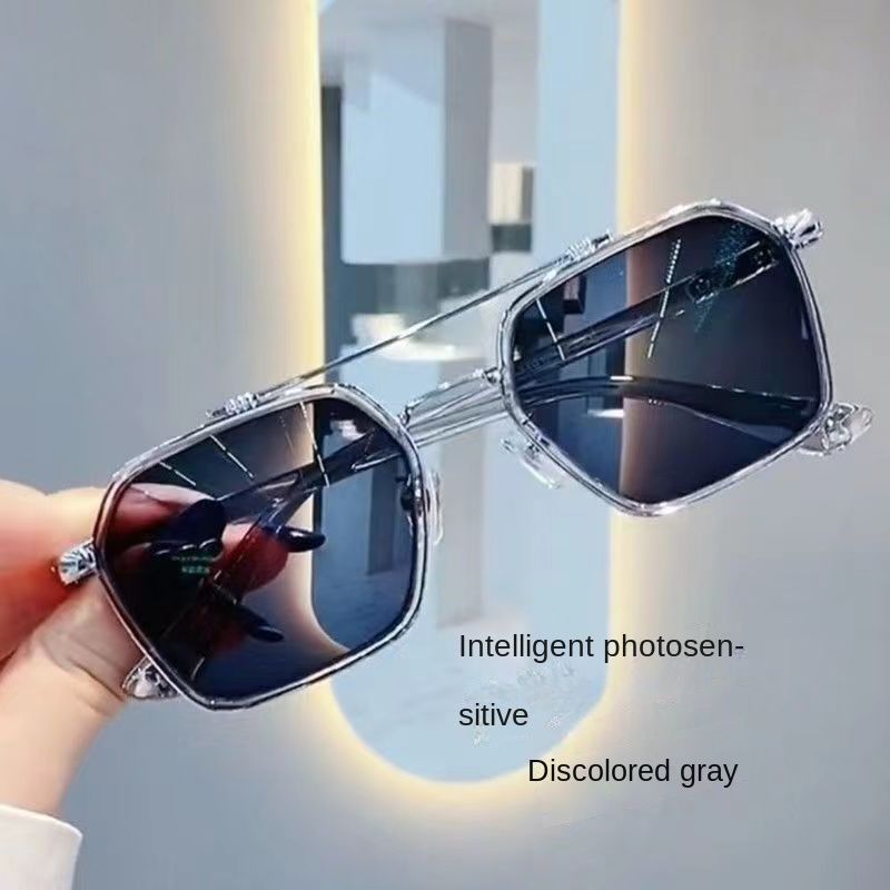 New Photochromic Sunglasses Men's Polarized High-end Fashionista Anti-UV Sunglasses Advanced Sense