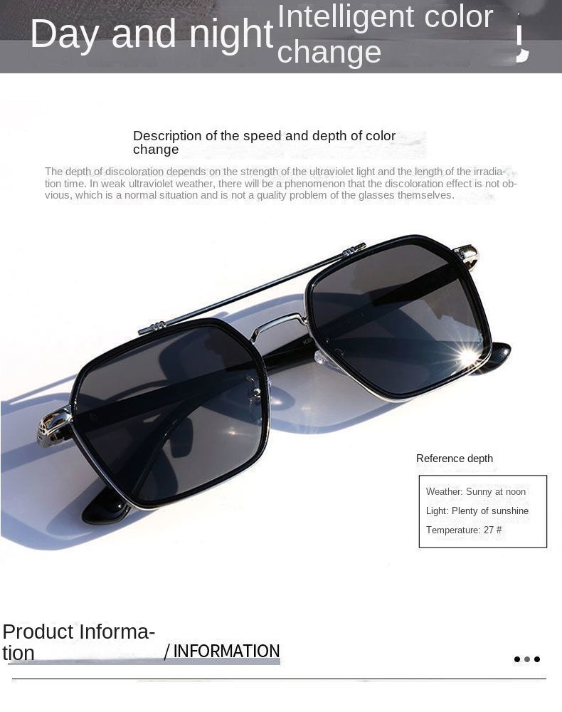 New Photochromic Sunglasses Men's Polarized High-end Fashionista Anti-UV Sunglasses Advanced Sense