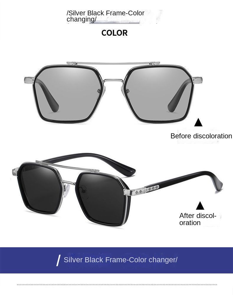 New Photochromic Sunglasses Men's Polarized High-end Fashionista Anti-UV Sunglasses Advanced Sense