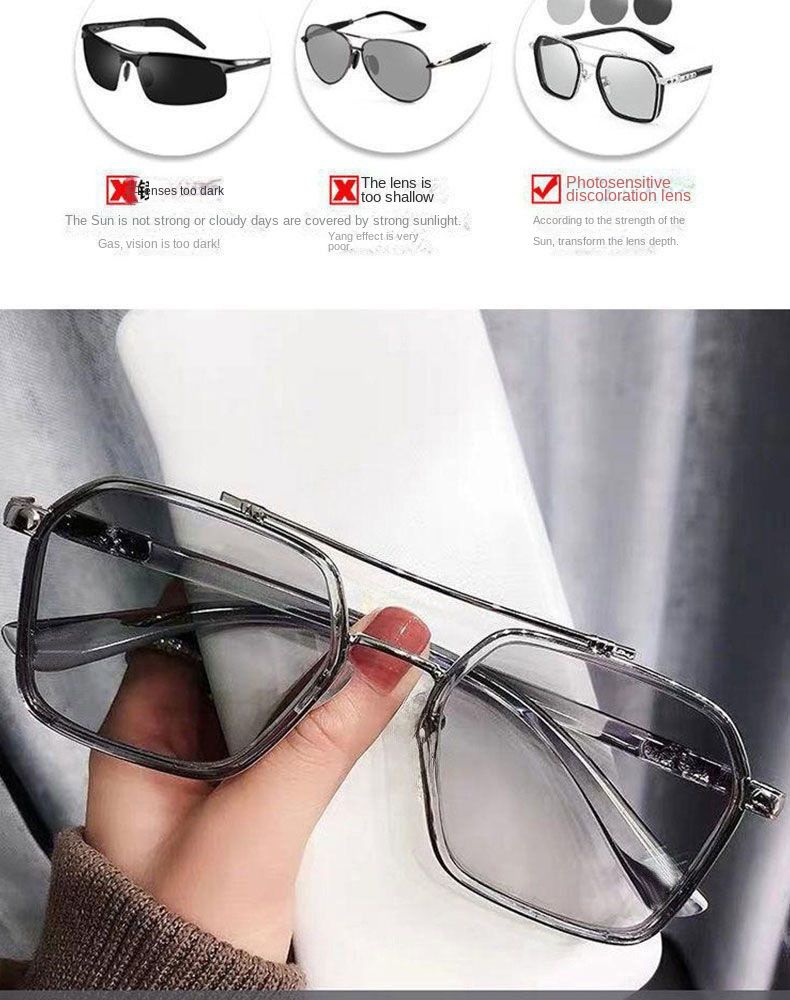 New Photochromic Sunglasses Men's Polarized High-end Fashionista Anti-UV Sunglasses Advanced Sense