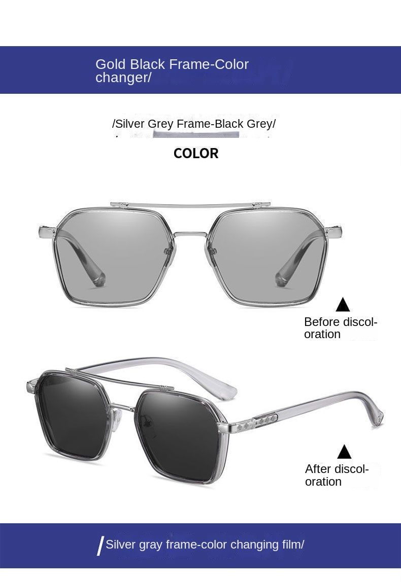 New Photochromic Sunglasses Men's Polarized High-end Fashionista Anti-UV Sunglasses Advanced Sense