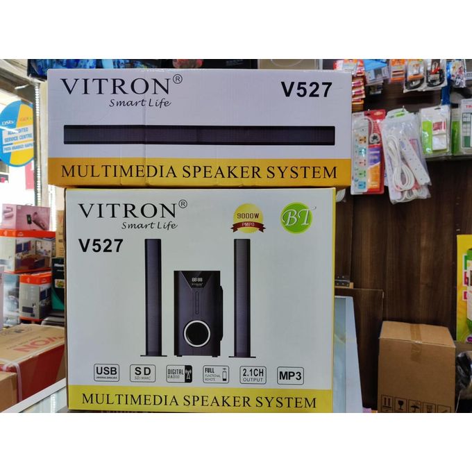 LET US ENJOY OUR NEW OFFER TODAY Vitron V527 - 2.1CH Multimedia Speaker BT/USB/SD/FM - 9000W.The Bluetooth speaker system plays FM radio, and MP3 from the USB and SD card slots.