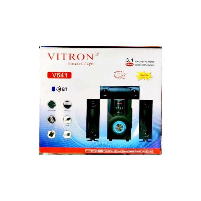 OFFER OFFER Vitron V641 3.1CH Remote 10000watts Bluetooth Aux/Digital FM ready USB Support Sd card Subwoofer System- 3 Speakers- Remote Contit is Aux/Digital FM ready it has USB Support