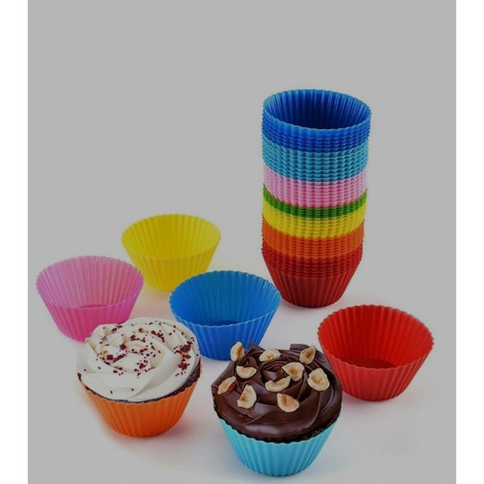 12pcs Reusable Silicone Cupcake Mould Set