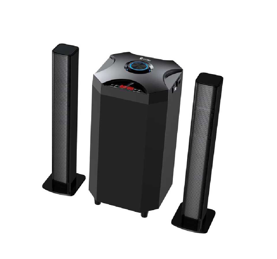 Amtec AM-02 2.1 Our systems feature a seamless design with powerful full-range drivers to deliver powerful, clear 360° stereo sound with deep bass. Extra wired subwoofer pumping out ground-shaking bas