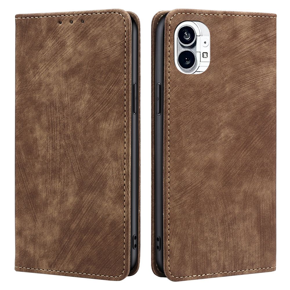 Wallet Flip Cover for Nothing Phone2 / Phone 2 with RFID Anti-theft Brush Skin Feeling PU+TPU Shockproof Case