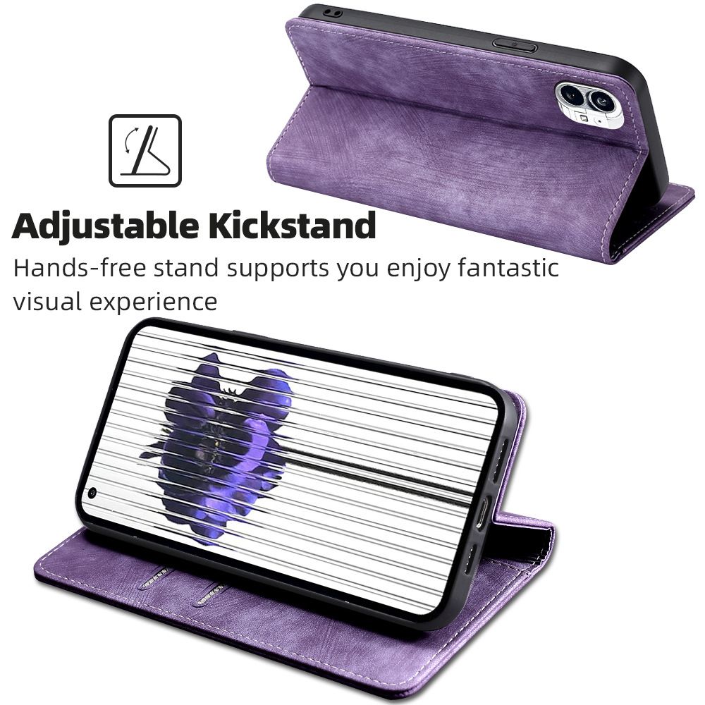 Wallet Flip Cover for Nothing Phone2 / Phone 2 with RFID Anti-theft Brush Skin Feeling PU+TPU Shockproof Case