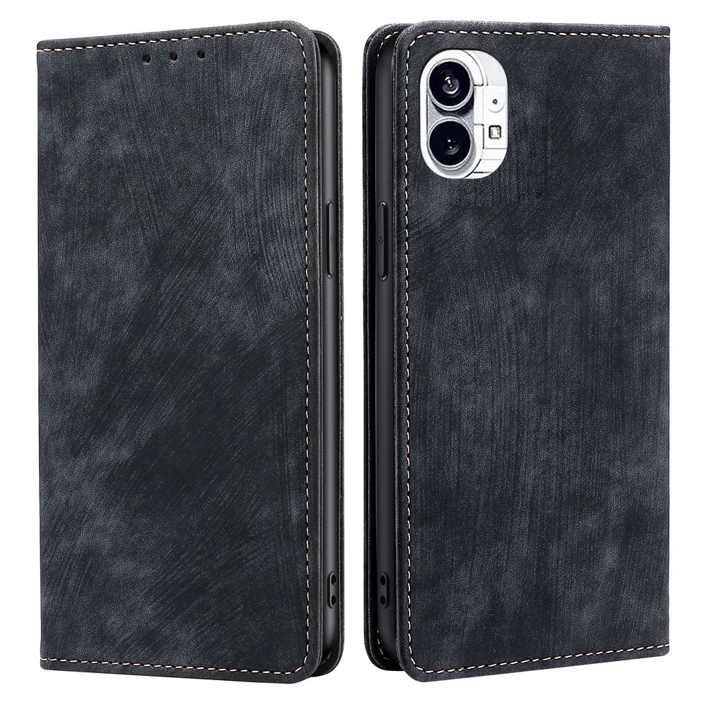 Wallet Flip Cover for Nothing Phone2 / Phone 2 with RFID Anti-theft Brush Skin Feeling PU+TPU Shockproof Case