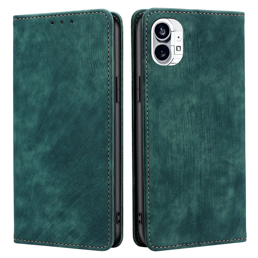 Wallet Flip Cover for Nothing Phone2 / Phone 2 with RFID Anti-theft Brush Skin Feeling PU+TPU Shockproof Case