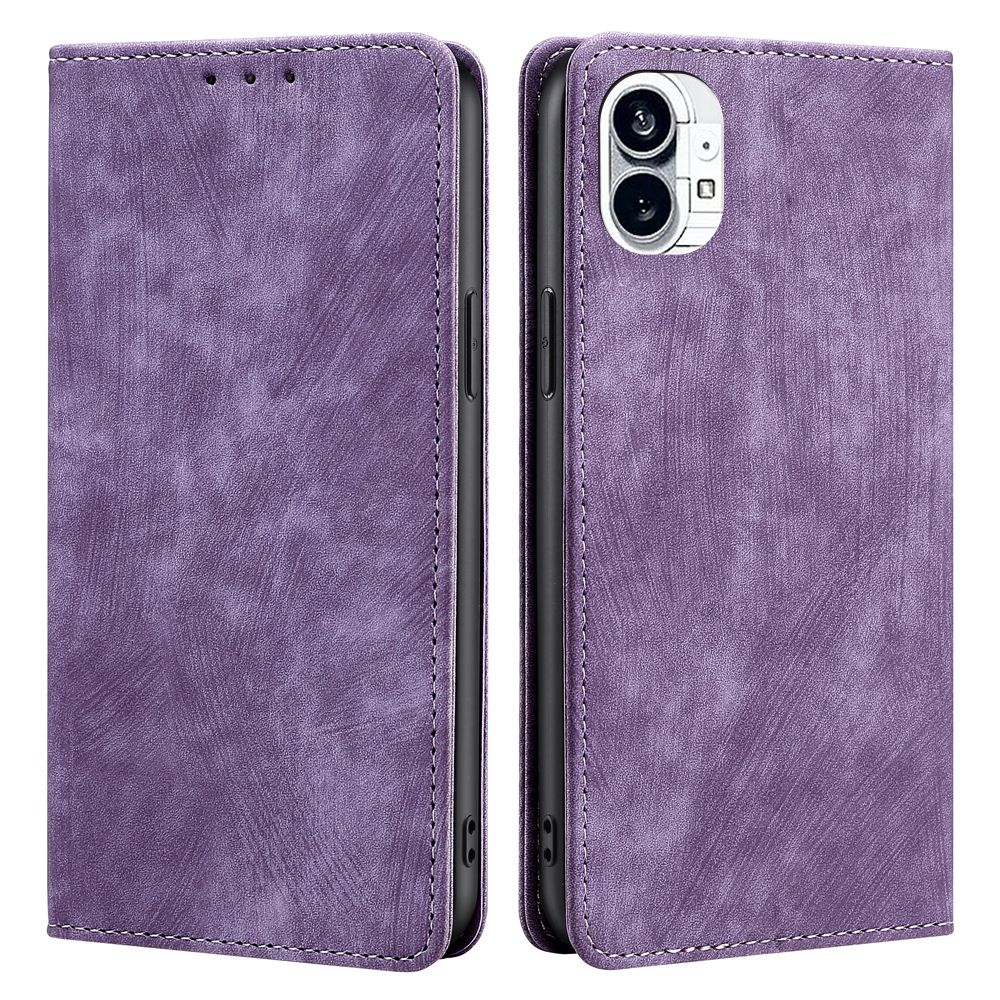 Wallet Flip Cover for Nothing Phone2 / Phone 2 with RFID Anti-theft Brush Skin Feeling PU+TPU Shockproof Case