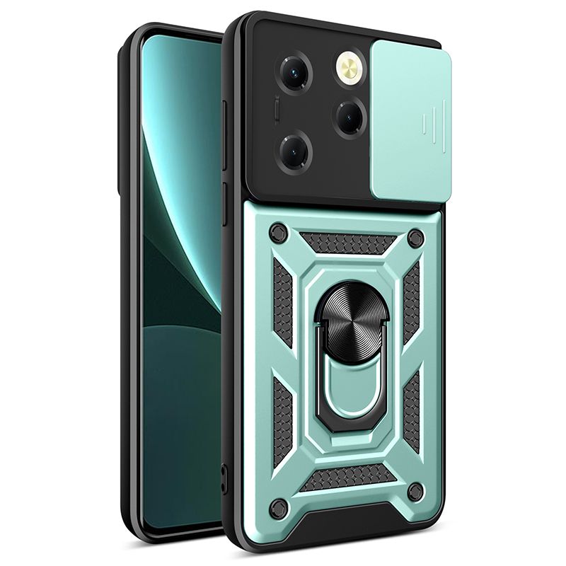 Infinix Smart 8 Phone Case with Sliding Camera Cover,Heavy Duty Rugged Military Grade Shockproof Built-in 360° Magnetic Stand Holder