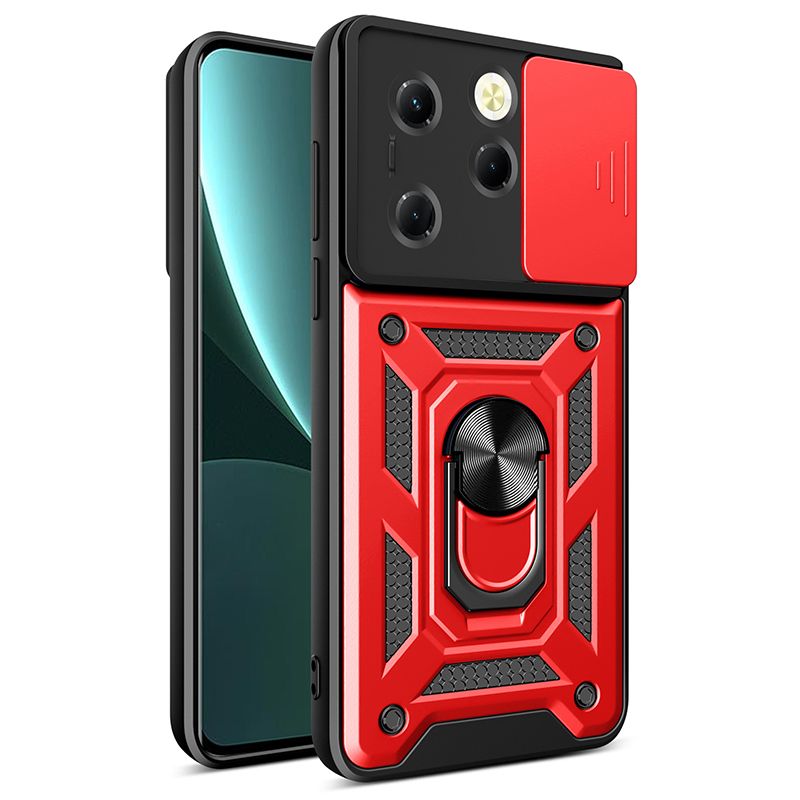 Infinix Smart 8 Phone Case with Sliding Camera Cover,Heavy Duty Rugged Military Grade Shockproof Built-in 360° Magnetic Stand Holder