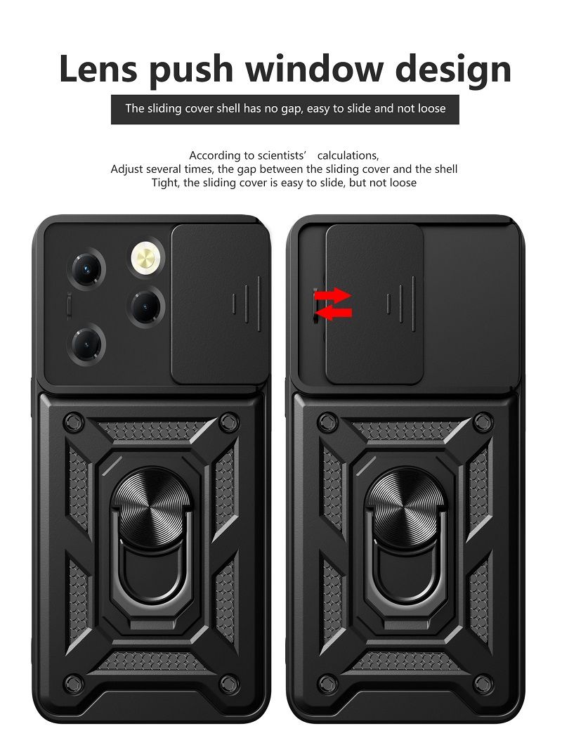 Infinix Smart 8 Phone Case with Sliding Camera Cover,Heavy Duty Rugged Military Grade Shockproof Built-in 360° Magnetic Stand Holder