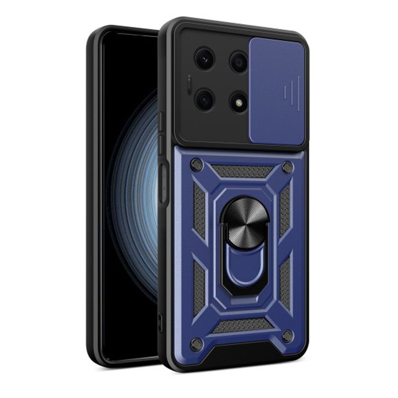 Xiaomi Redmi Note 13 4G, Phone Case with Sliding Camera Cover,Heavy Duty Rugged Military Grade Shockproof Built-in 360° Magnetic Stand Holder