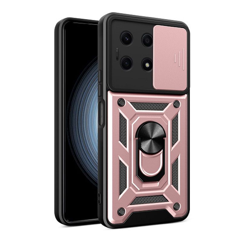 Xiaomi Redmi Note 13 4G, Phone Case with Sliding Camera Cover,Heavy Duty Rugged Military Grade Shockproof Built-in 360° Magnetic Stand Holder