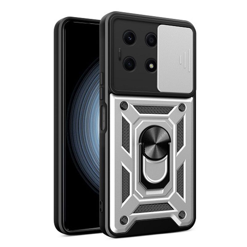 Xiaomi Redmi Note 13 4G, Phone Case with Sliding Camera Cover,Heavy Duty Rugged Military Grade Shockproof Built-in 360° Magnetic Stand Holder