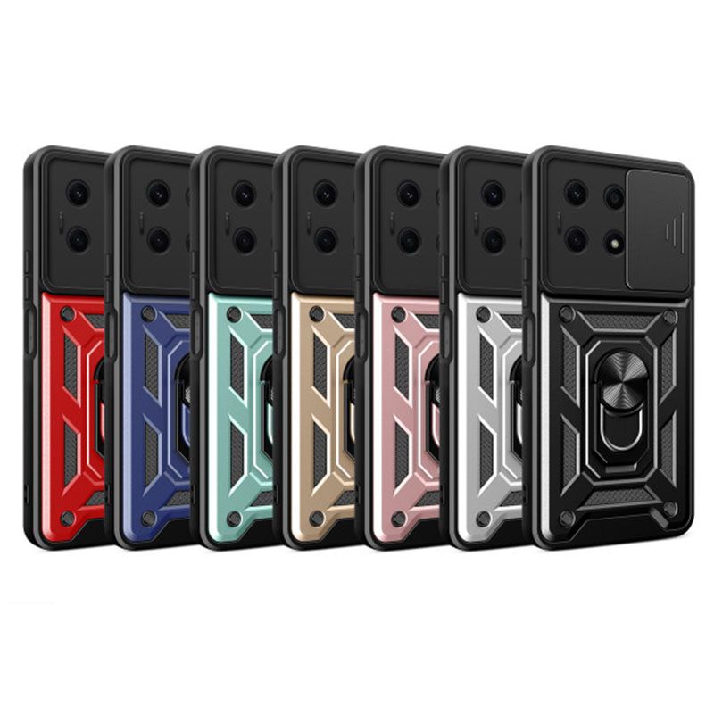 Xiaomi Redmi Note 13 5G, Phone Case with Sliding Camera Cover,Heavy Duty Rugged Military Grade Shockproof Built-in 360° Magnetic Stand Holder