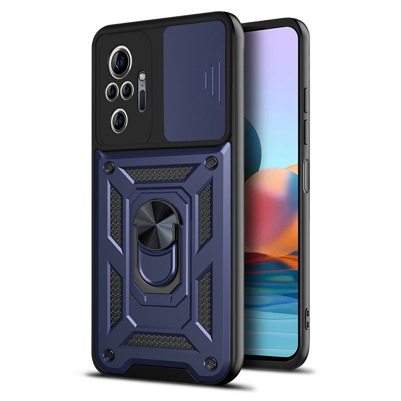 Xiaomi Redmi Note 10 Pro 6.67"/10 Pro Max Phone Case with Sliding Camera Cover,Heavy Duty Rugged Military Grade Shockproof Built-in 360° Magnetic Stand Holder