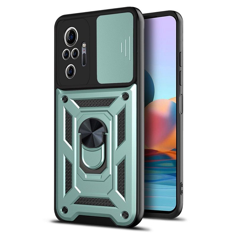 Xiaomi Redmi Note 10 Pro 6.67"/10 Pro Max Phone Case with Sliding Camera Cover,Heavy Duty Rugged Military Grade Shockproof Built-in 360° Magnetic Stand Holder