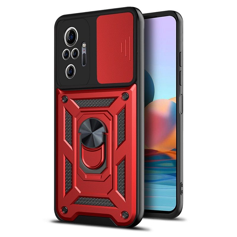Xiaomi Redmi Note 10 Pro 6.67"/10 Pro Max Phone Case with Sliding Camera Cover,Heavy Duty Rugged Military Grade Shockproof Built-in 360° Magnetic Stand Holder