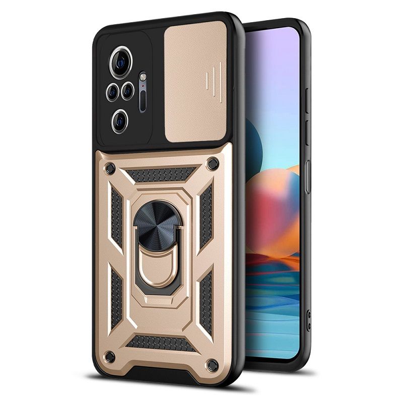 Xiaomi Redmi Note 10 Pro 6.67"/10 Pro Max Phone Case with Sliding Camera Cover,Heavy Duty Rugged Military Grade Shockproof Built-in 360° Magnetic Stand Holder