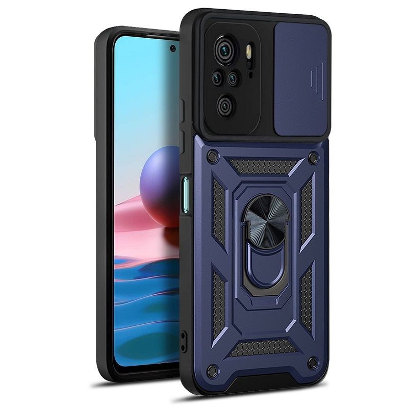 Xiaomi Redmi Note 10 6.43" /Note 10S 6.43" Phone Case with Sliding Camera Cover,Heavy Duty Rugged Military Grade Shockproof Built-in 360° Magnetic Stand Holder