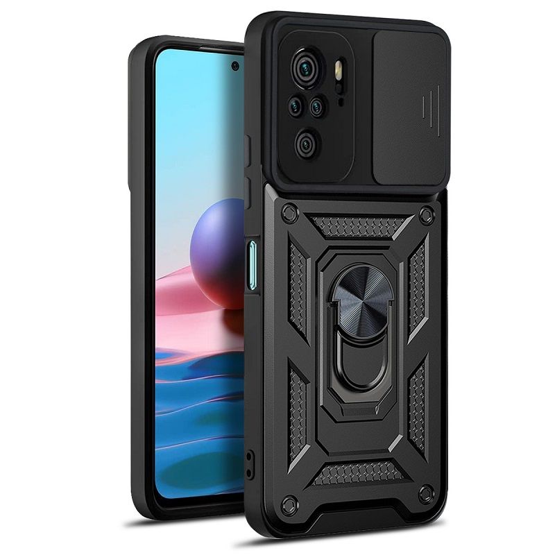 Xiaomi Redmi Note 10 6.43" /Note 10S 6.43" Phone Case with Sliding Camera Cover,Heavy Duty Rugged Military Grade Shockproof Built-in 360° Magnetic Stand Holder