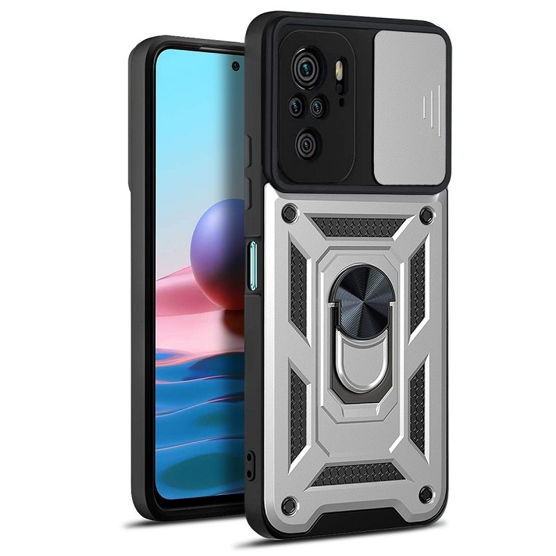 Xiaomi Redmi Note 10 6.43" /Note 10S 6.43" Phone Case with Sliding Camera Cover,Heavy Duty Rugged Military Grade Shockproof Built-in 360° Magnetic Stand Holder