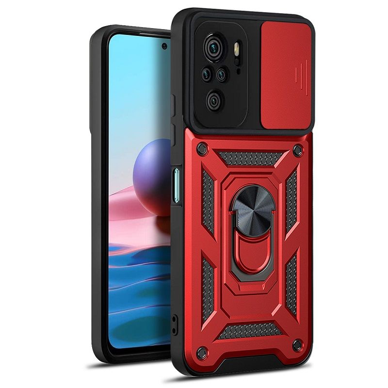 Xiaomi Redmi Note 10 6.43" /Note 10S 6.43" Phone Case with Sliding Camera Cover,Heavy Duty Rugged Military Grade Shockproof Built-in 360° Magnetic Stand Holder