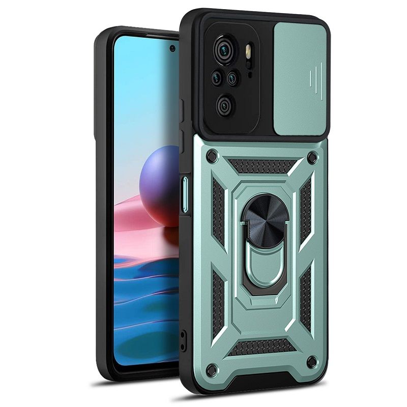 Xiaomi Redmi Note 10 6.43" /Note 10S 6.43" Phone Case with Sliding Camera Cover,Heavy Duty Rugged Military Grade Shockproof Built-in 360° Magnetic Stand Holder
