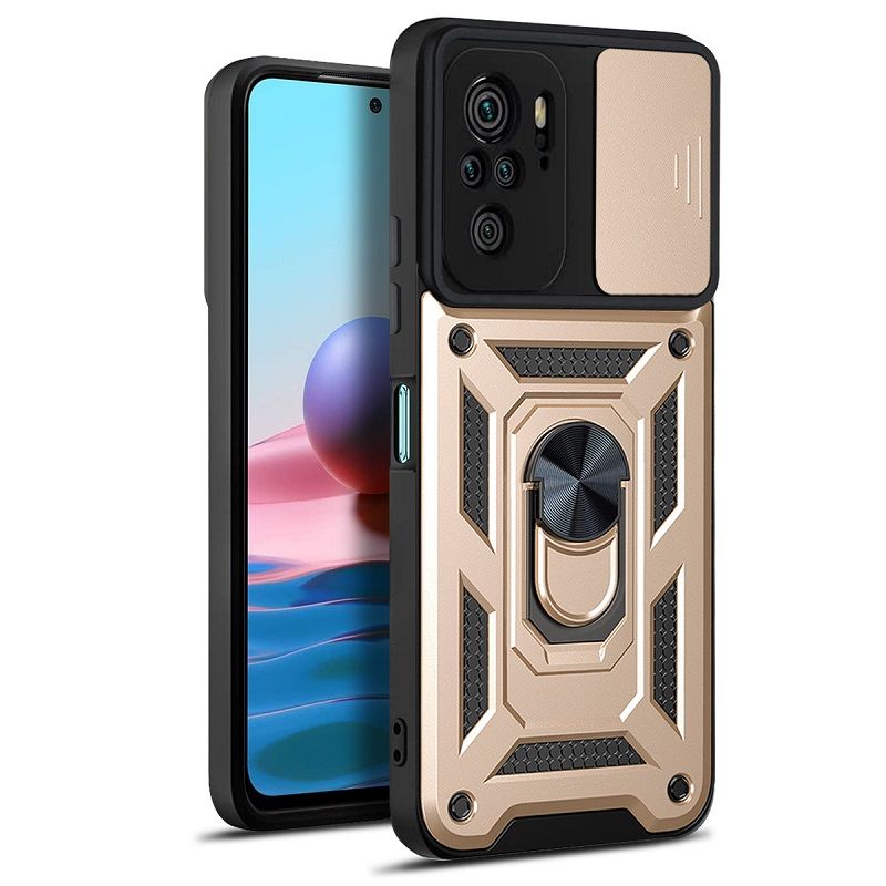 Xiaomi Redmi Note 10 6.43" /Note 10S 6.43" Phone Case with Sliding Camera Cover,Heavy Duty Rugged Military Grade Shockproof Built-in 360° Magnetic Stand Holder
