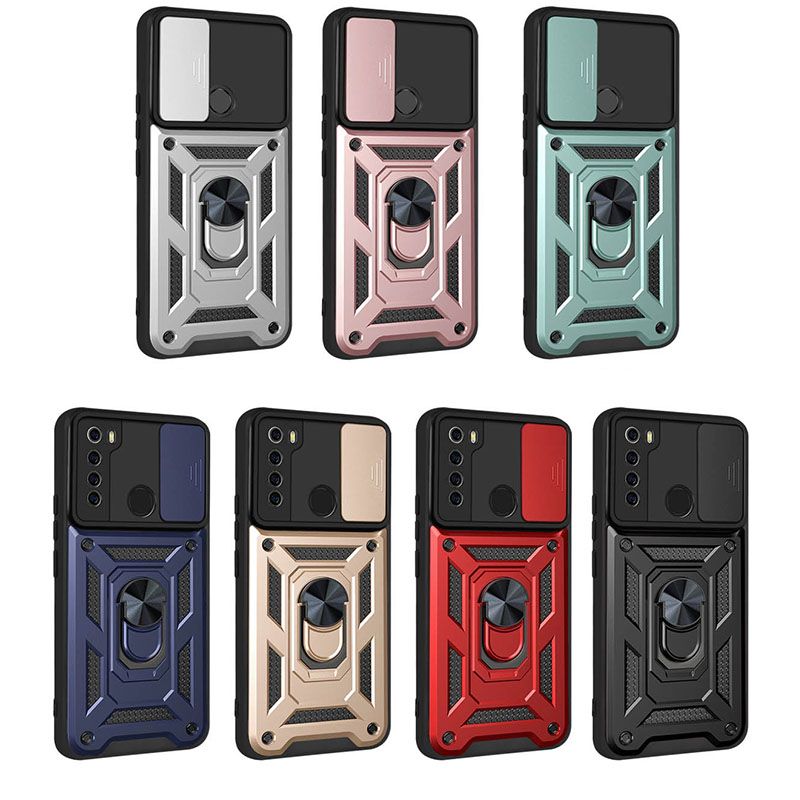 Xiaomi Redmi Note 8 Phone Case with Sliding Camera Cover,Heavy Duty Rugged Military Grade Shockproof Built-in 360° Magnetic Stand Holder
