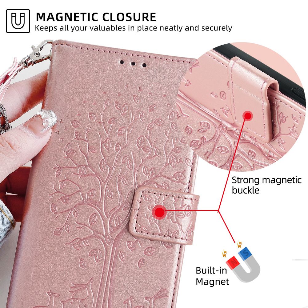 PU Leather Case for OPPO Realme Note 50/ Realme C53 / Realme C51/ Realme Narzo N53 Card Slots Magnetic Closure Shockproof Cover with Hand Strap