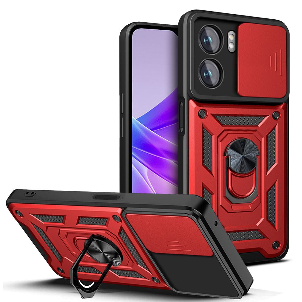 OPPO A57 4G/ A77 4G/ A57S 4G/ A77S 4G Phone Case with Sliding Camera Cover,Heavy Duty Rugged Military Grade Shockproof Built-in 360° Magnetic Stand Holder