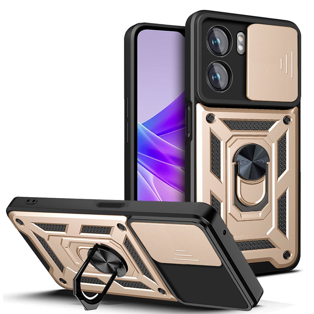 OPPO A57 4G/ A77 4G/ A57S 4G/ A77S 4G Phone Case with Sliding Camera Cover,Heavy Duty Rugged Military Grade Shockproof Built-in 360° Magnetic Stand Holder
