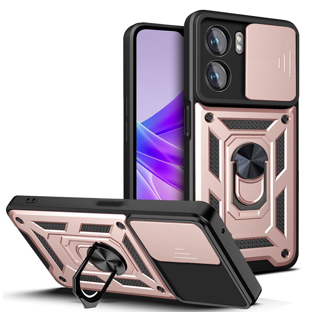 OPPO A57 4G/ A77 4G/ A57S 4G/ A77S 4G Phone Case with Sliding Camera Cover,Heavy Duty Rugged Military Grade Shockproof Built-in 360° Magnetic Stand Holder