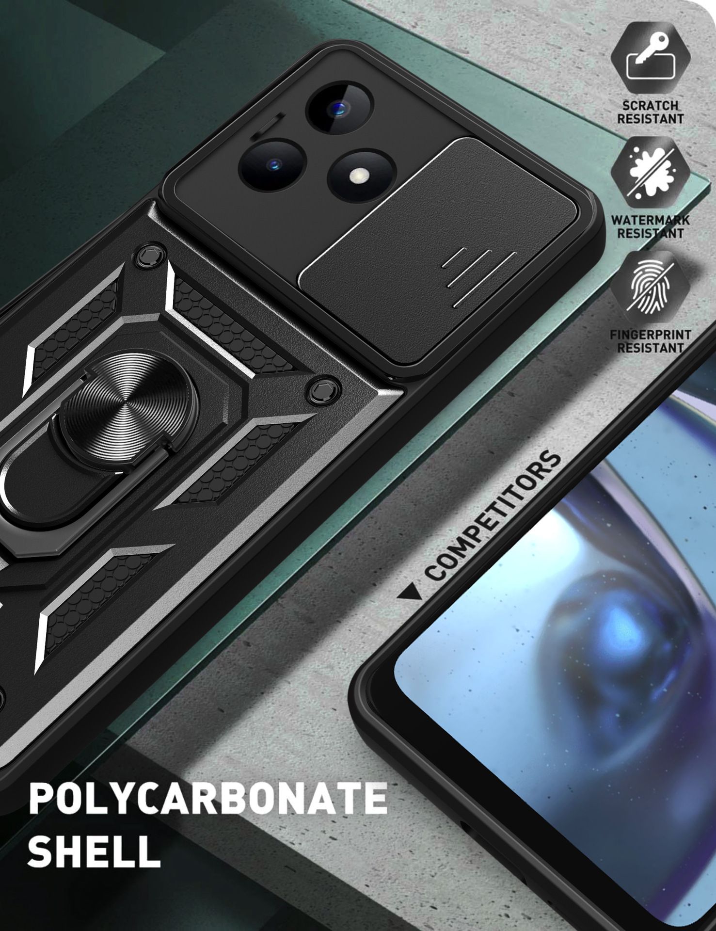 Luxury Slide Camera Lens Case Cover For OPPO Realme Note 50/ Realme C53 / Realme C51 / Realme Narzo N53 vehicle-mounted Magnetic Kickstand Bumper Cover