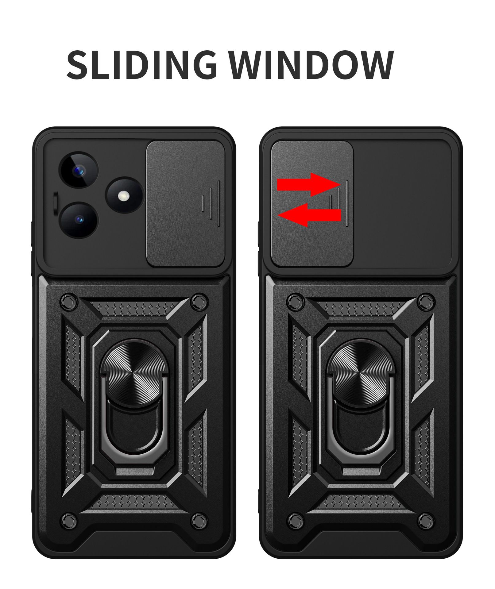 Luxury Slide Camera Lens Case Cover For OPPO Realme Note 50/ Realme C53 / Realme C51 / Realme Narzo N53 vehicle-mounted Magnetic Kickstand Bumper Cover