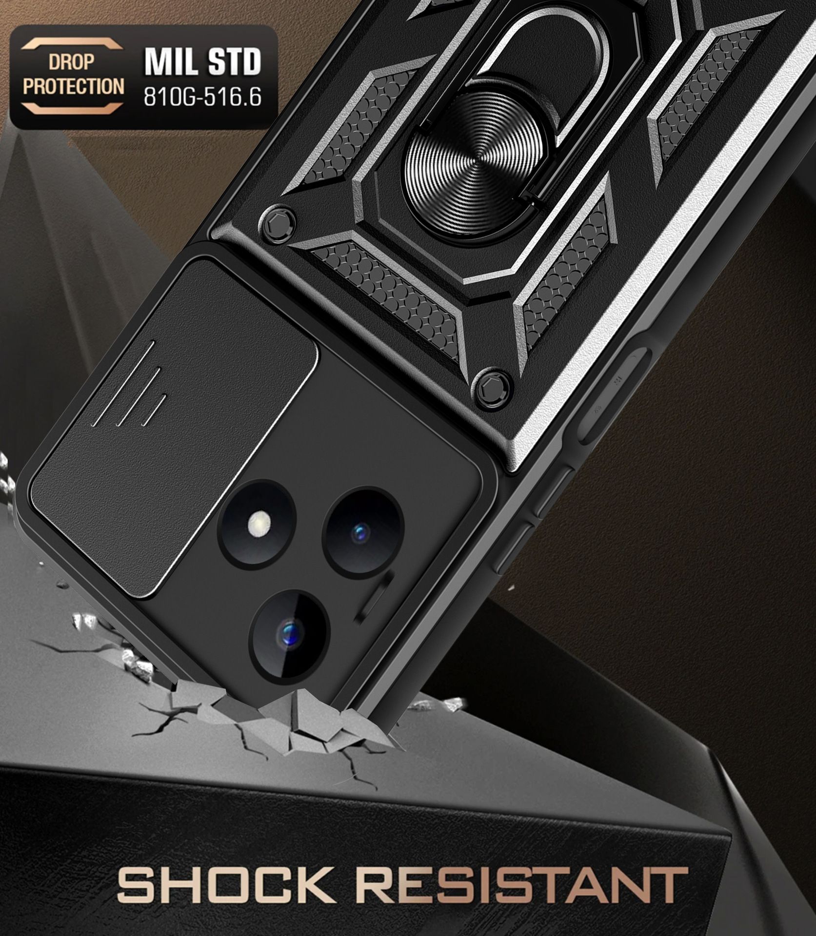 Luxury Slide Camera Lens Case Cover For OPPO Realme Note 50/ Realme C53 / Realme C51 / Realme Narzo N53 vehicle-mounted Magnetic Kickstand Bumper Cover