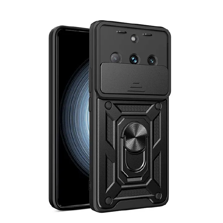 OPPO Realme 11 Pro 5G Phone Case with Sliding Camera Cover,Heavy Duty Rugged Military Grade Shockproof Built-in 360° Magnetic Stand Holder
