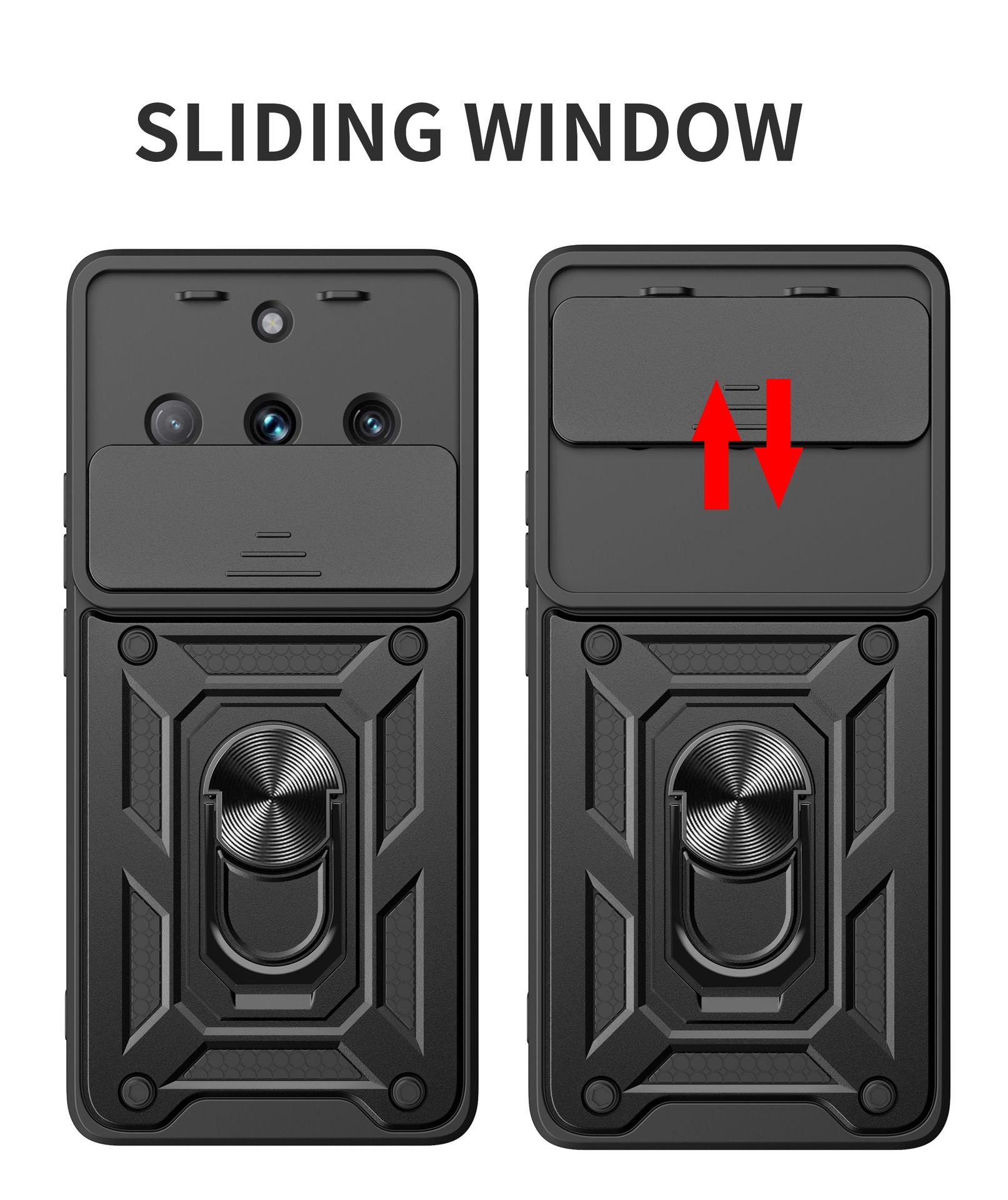 OPPO Realme 11 Pro 5G Phone Case with Sliding Camera Cover,Heavy Duty Rugged Military Grade Shockproof Built-in 360° Magnetic Stand Holder