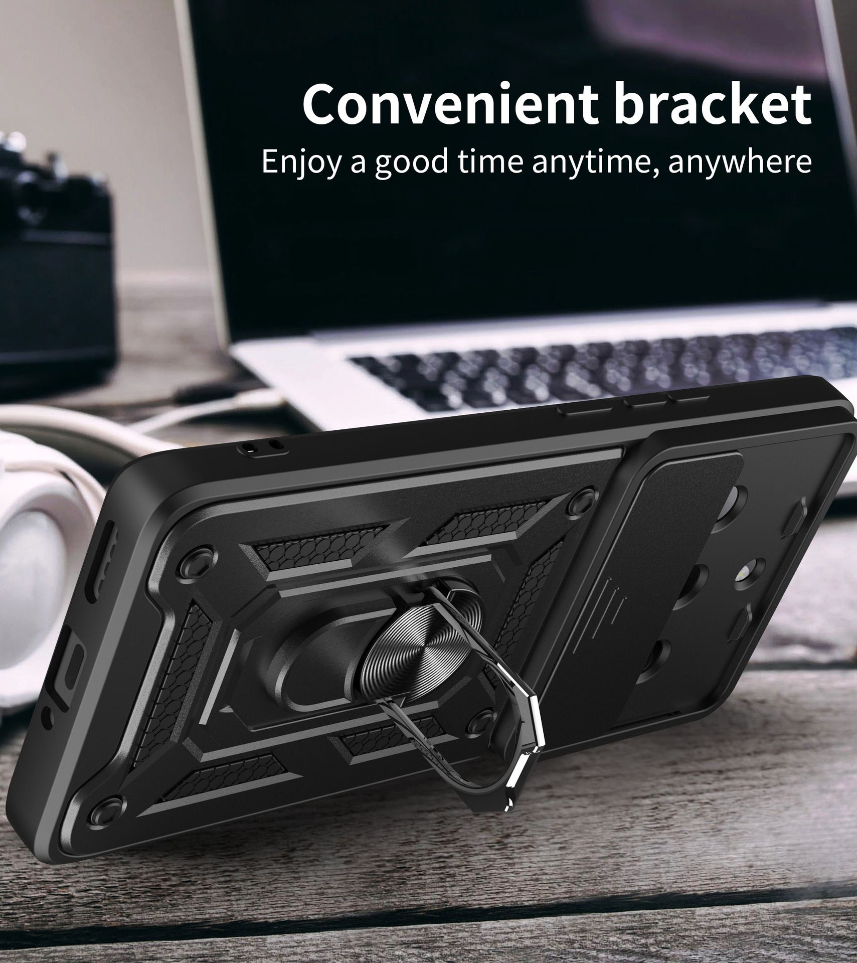 OPPO Realme 11 Pro 5G Phone Case with Sliding Camera Cover,Heavy Duty Rugged Military Grade Shockproof Built-in 360° Magnetic Stand Holder