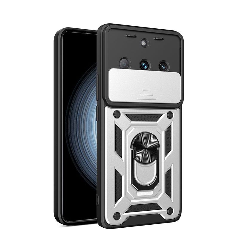 OPPO Realme 11 Pro 5G Phone Case with Sliding Camera Cover,Heavy Duty Rugged Military Grade Shockproof Built-in 360° Magnetic Stand Holder