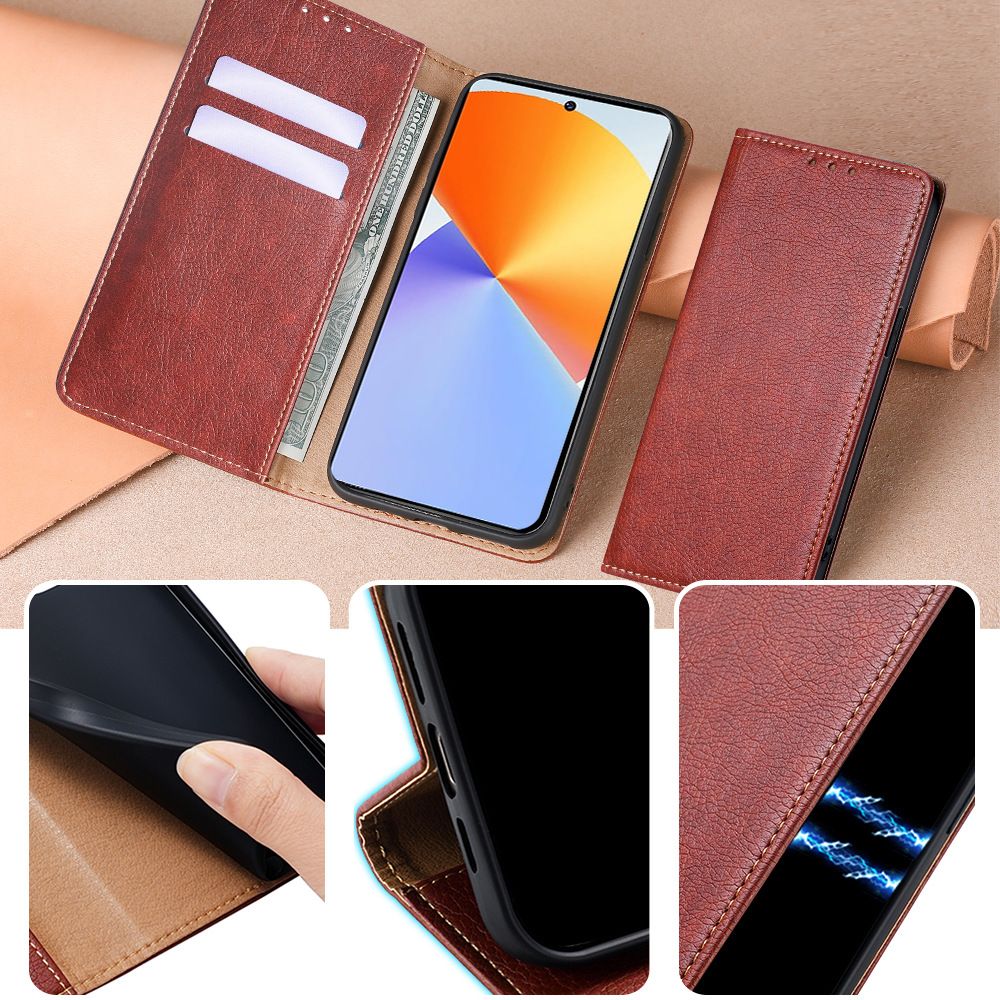 PU Leather Flip Cover for Infinix Note 30 VIP Case Wallet Card Slots Magnetic Closure Shockproof Cover