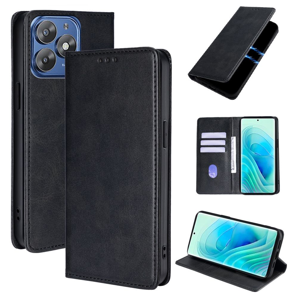 Itel S23 Plus 6.78" Flip Cover Wallet Design Cards Slots  Strong Magnetic Pair Suction PU Leather Case