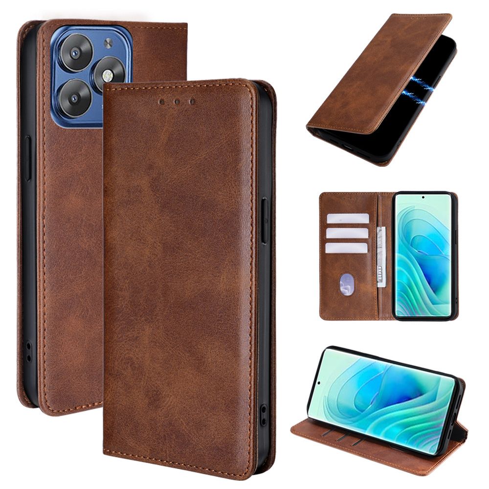 Itel S23 Plus 6.78" Flip Cover Wallet Design Cards Slots  Strong Magnetic Pair Suction PU Leather Case